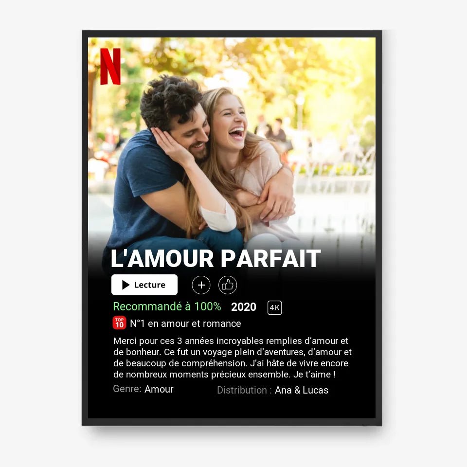 Affiche Netflix Couple Personnalisée - Clair de Lune Studio