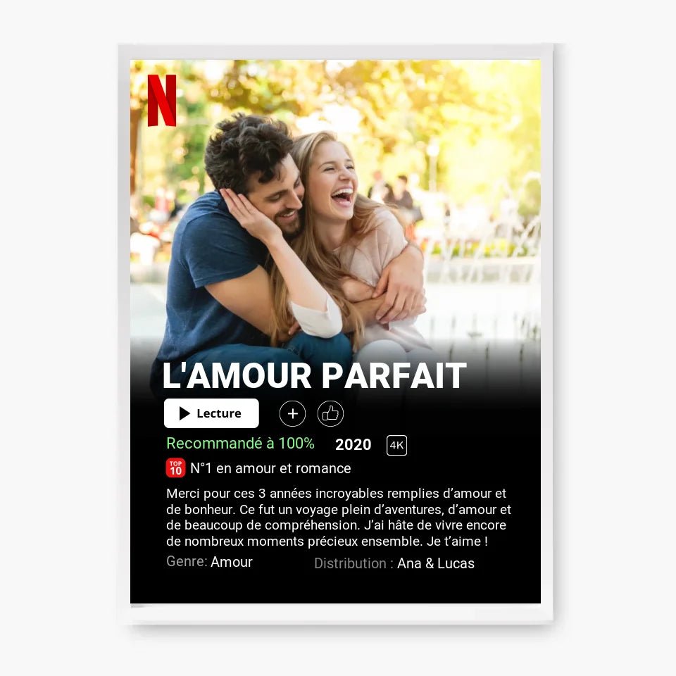 Affiche Netflix Couple Personnalisée - Clair de Lune Studio