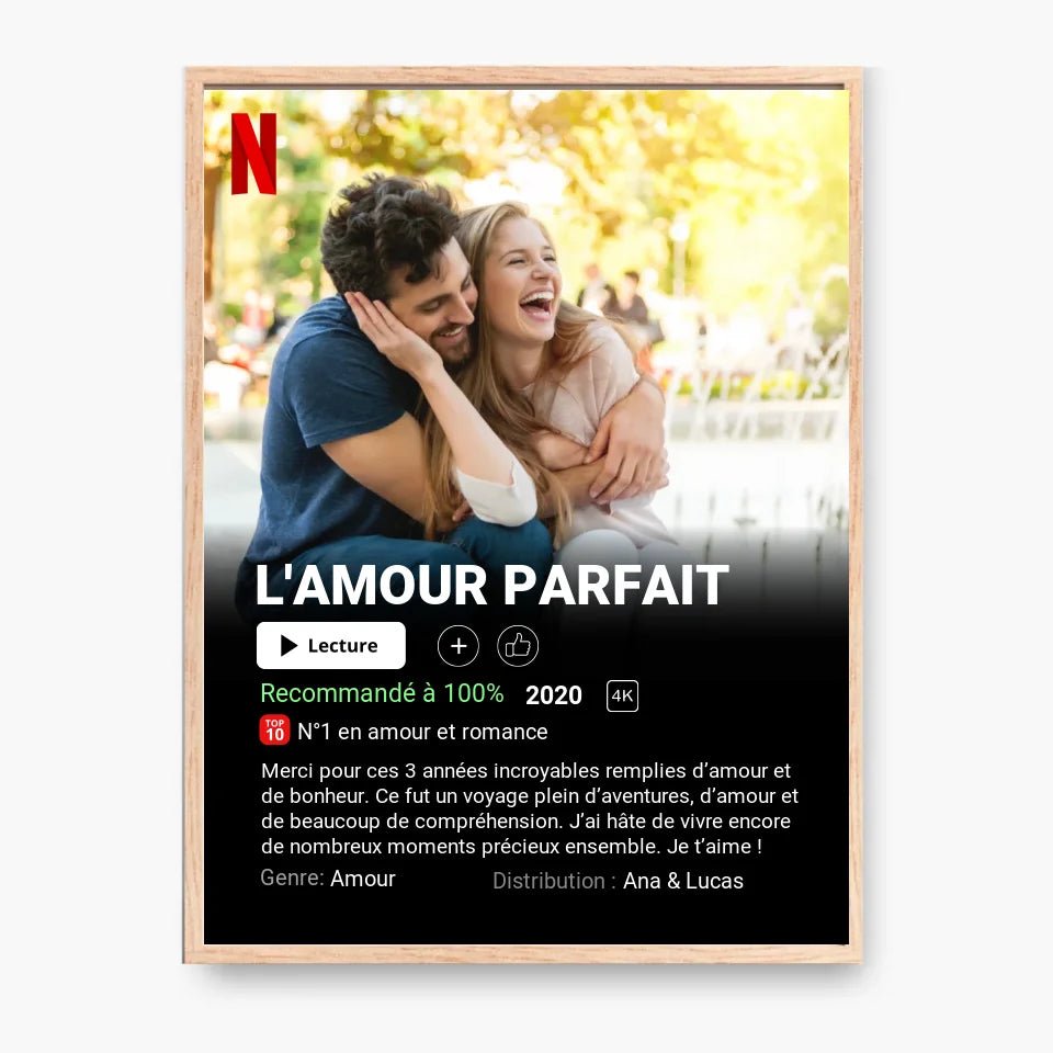 Affiche Netflix Couple Personnalisée - Clair de Lune Studio