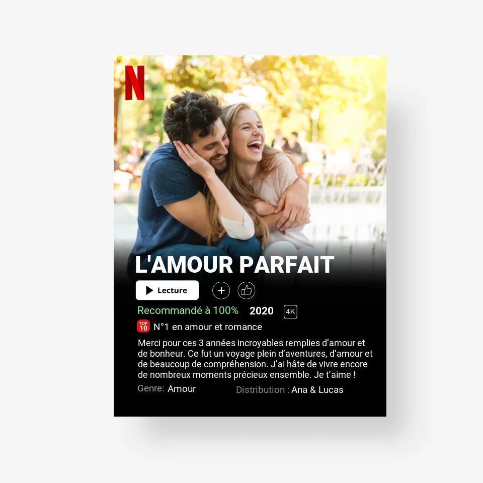 Affiche Netflix Couple Personnalisée - Clair de Lune Studio