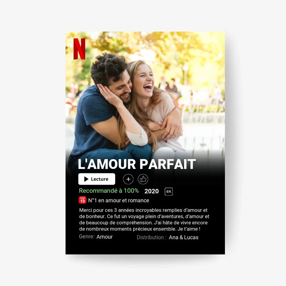 Affiche Netflix Couple Personnalisée - Clair de Lune Studio
