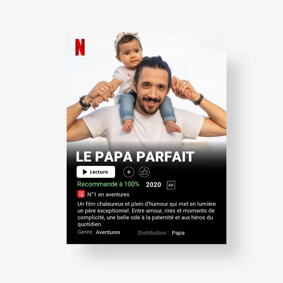 Affiche Netflix Papa Personnalisée - Clair de Lune Studio