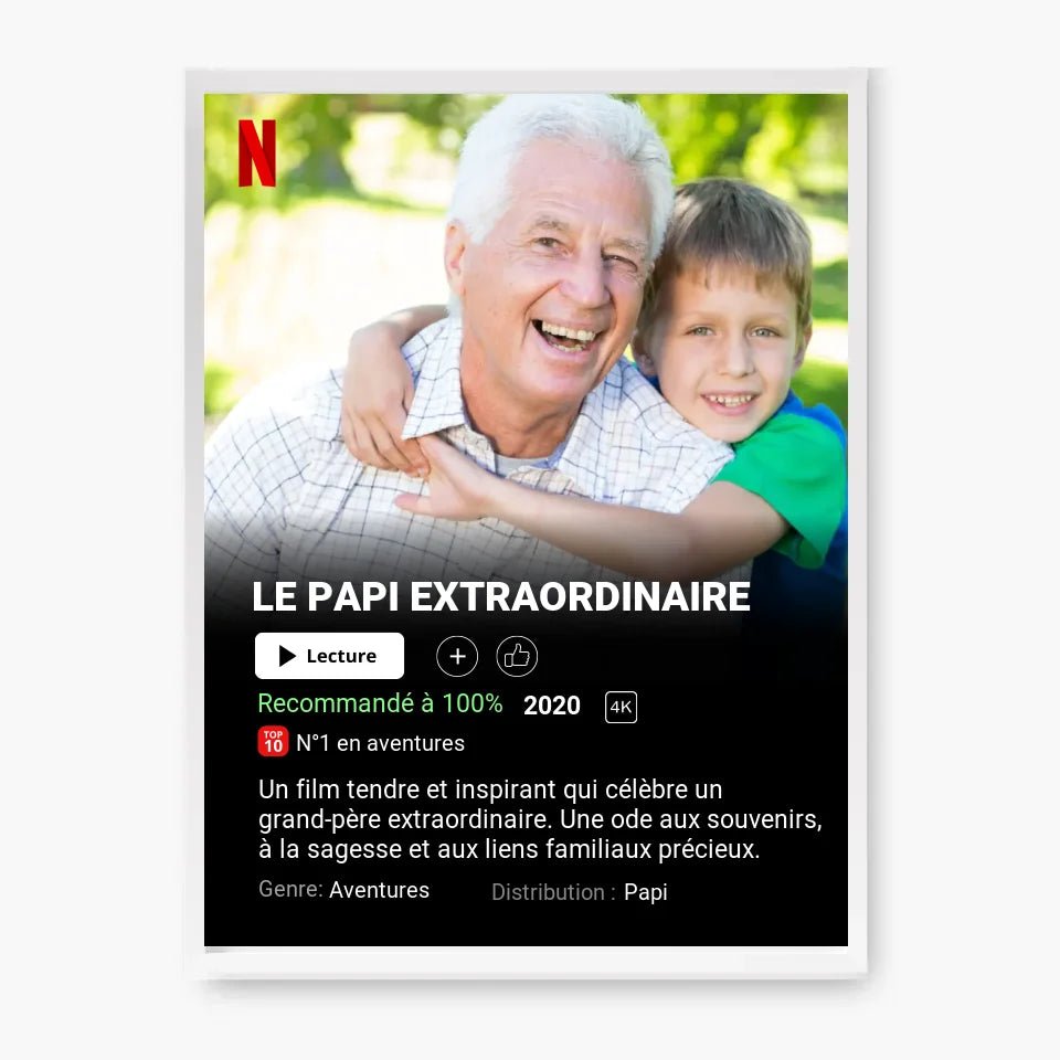 Affiche Netflix Papi Personnalisée - Clair de Lune Studio