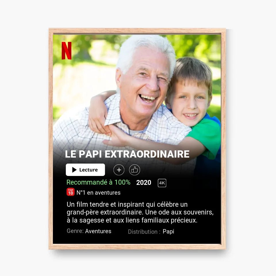 Affiche Netflix Papi Personnalisée - Clair de Lune Studio
