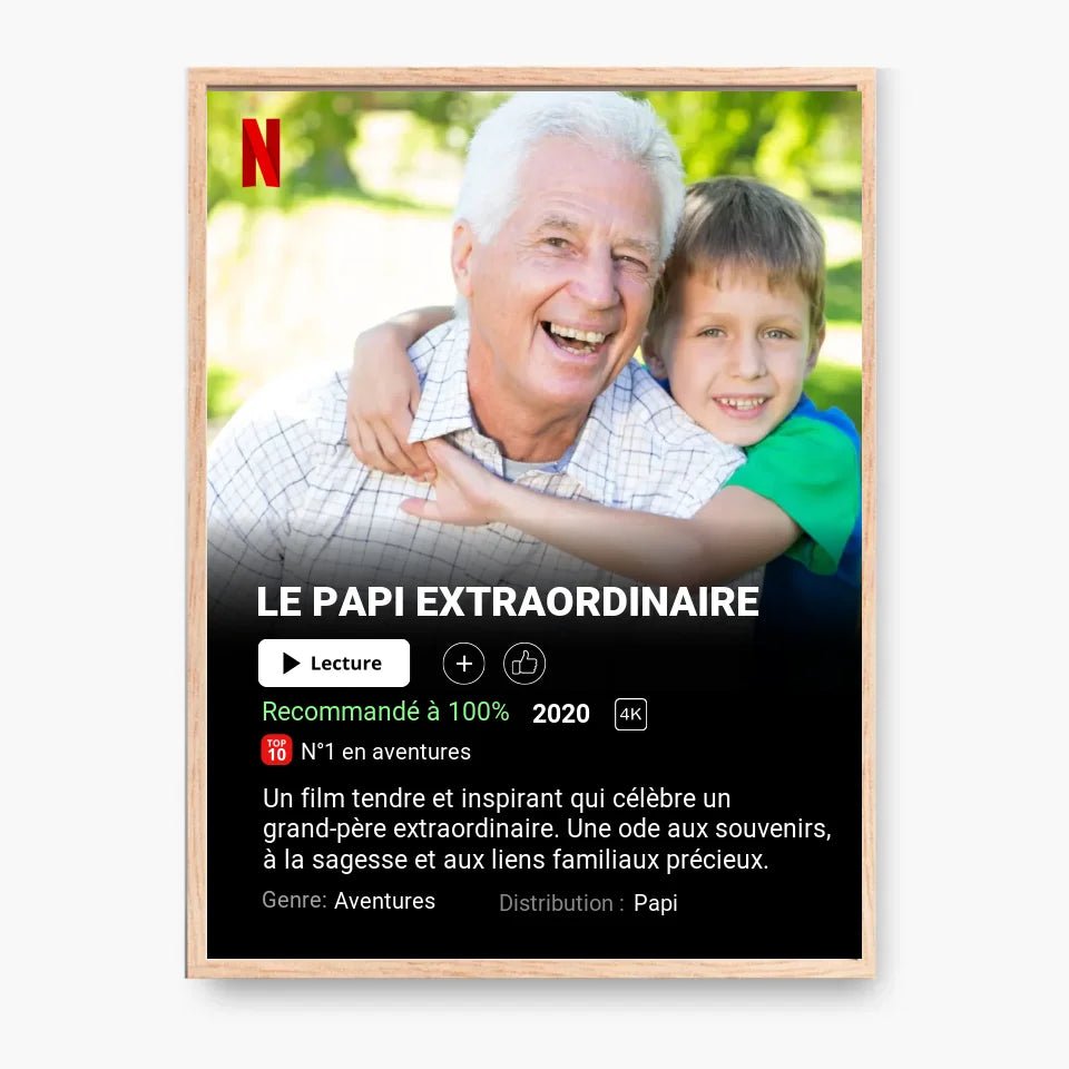Affiche Netflix Papi Personnalisée - Clair de Lune Studio