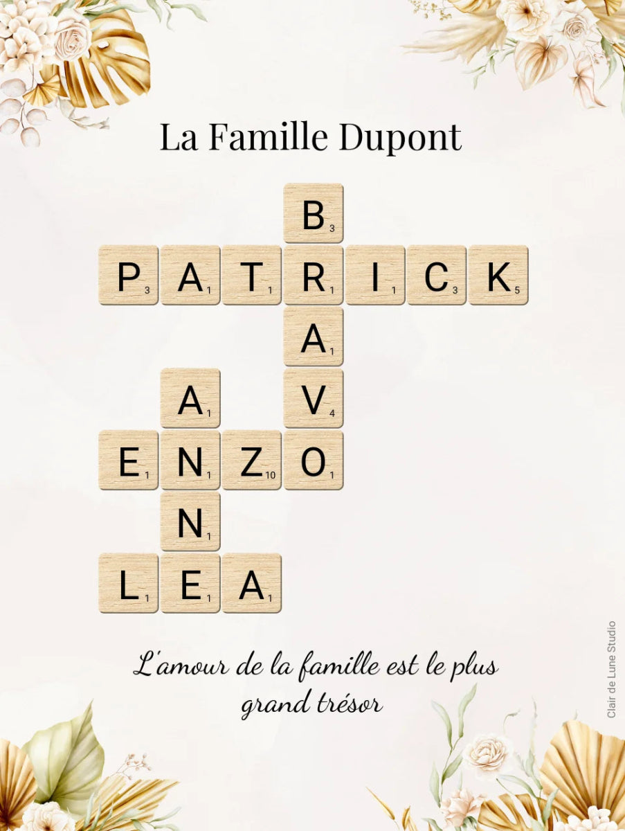 Affiche Personnalisée Scrabble - Clair de Lune Studio