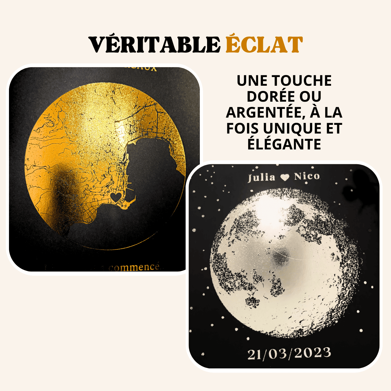 clair de lune affiche dore argente