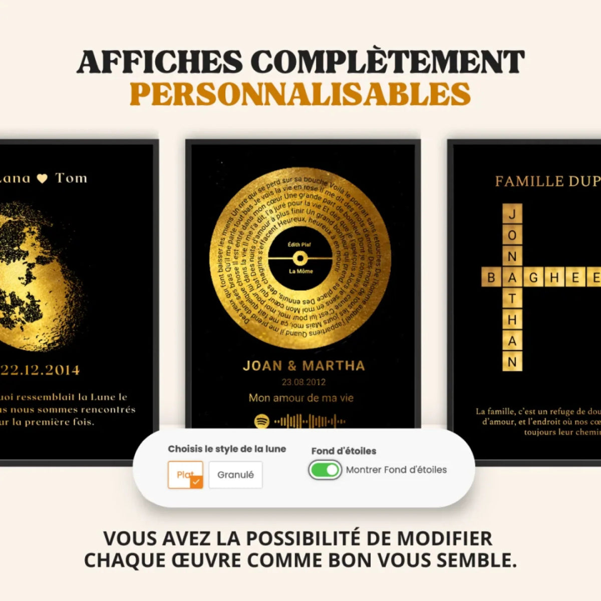 Cadre Citation Argentée Personnalisé - Clair de Lune Studio