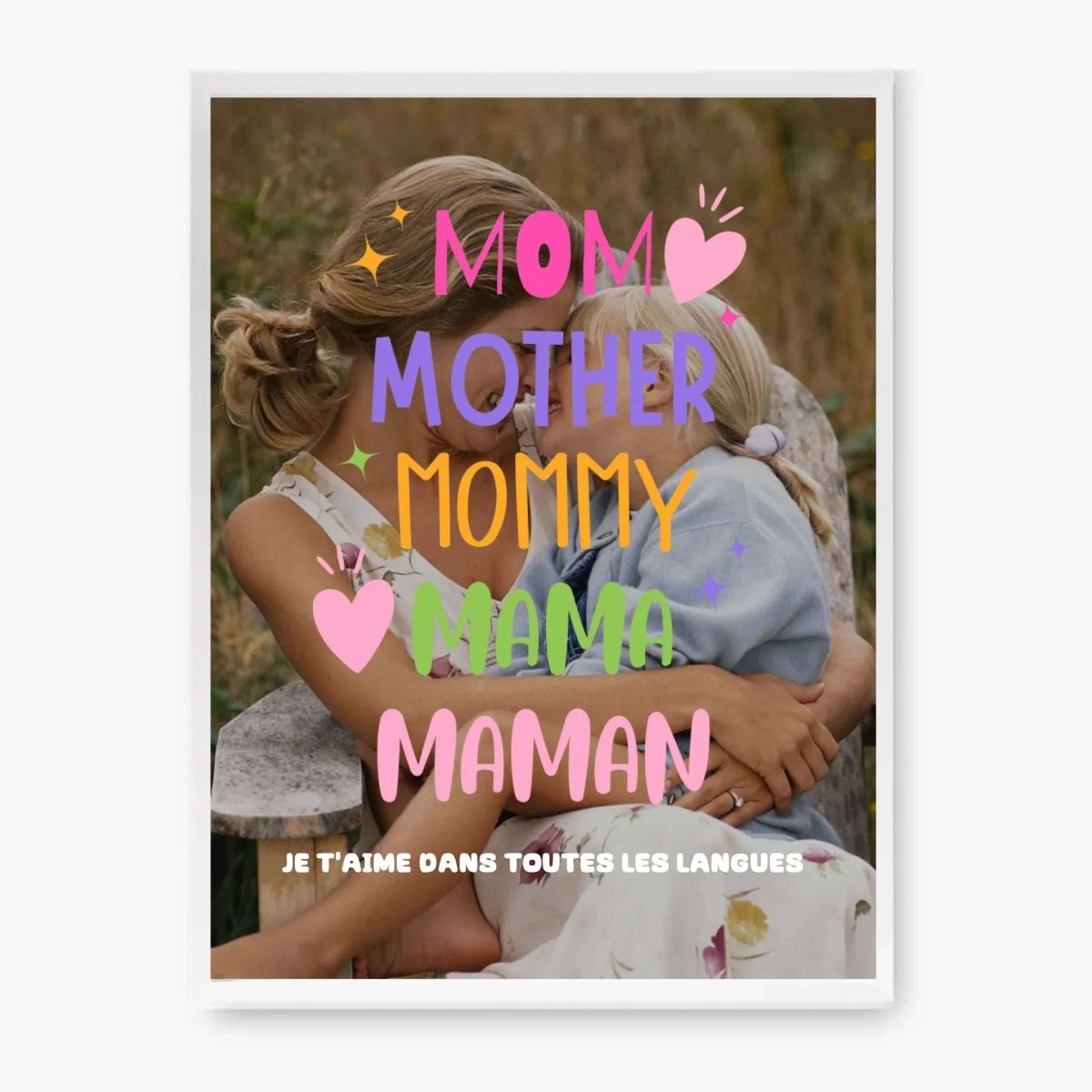 Cadre Photo Personnalisé "Maman" multilingue – Cadeau Émotionnel Unique pour Mère - Clair de Lune Studio