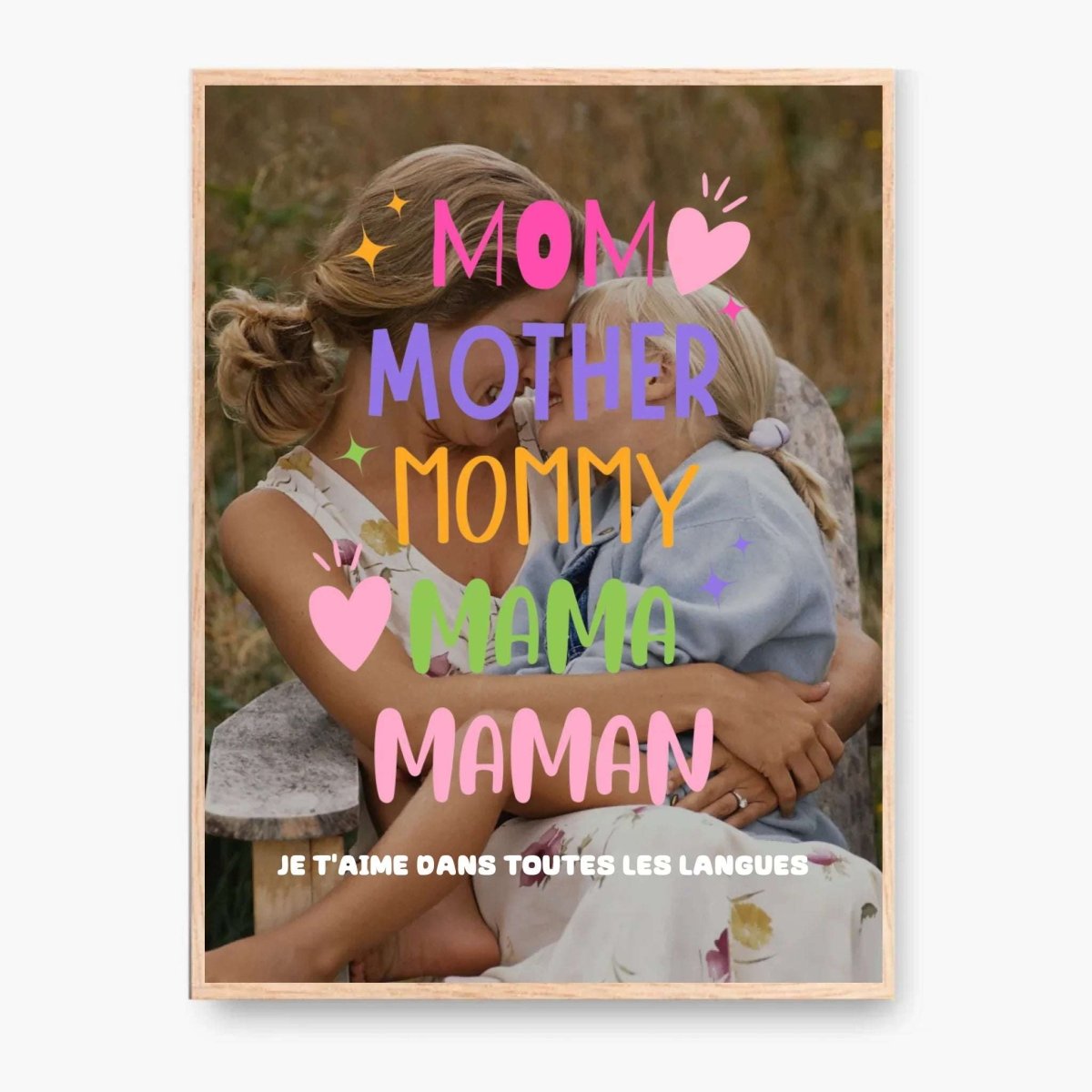 Cadre Photo Personnalisé "Maman" multilingue – Cadeau Émotionnel Unique pour Mère - Clair de Lune Studio