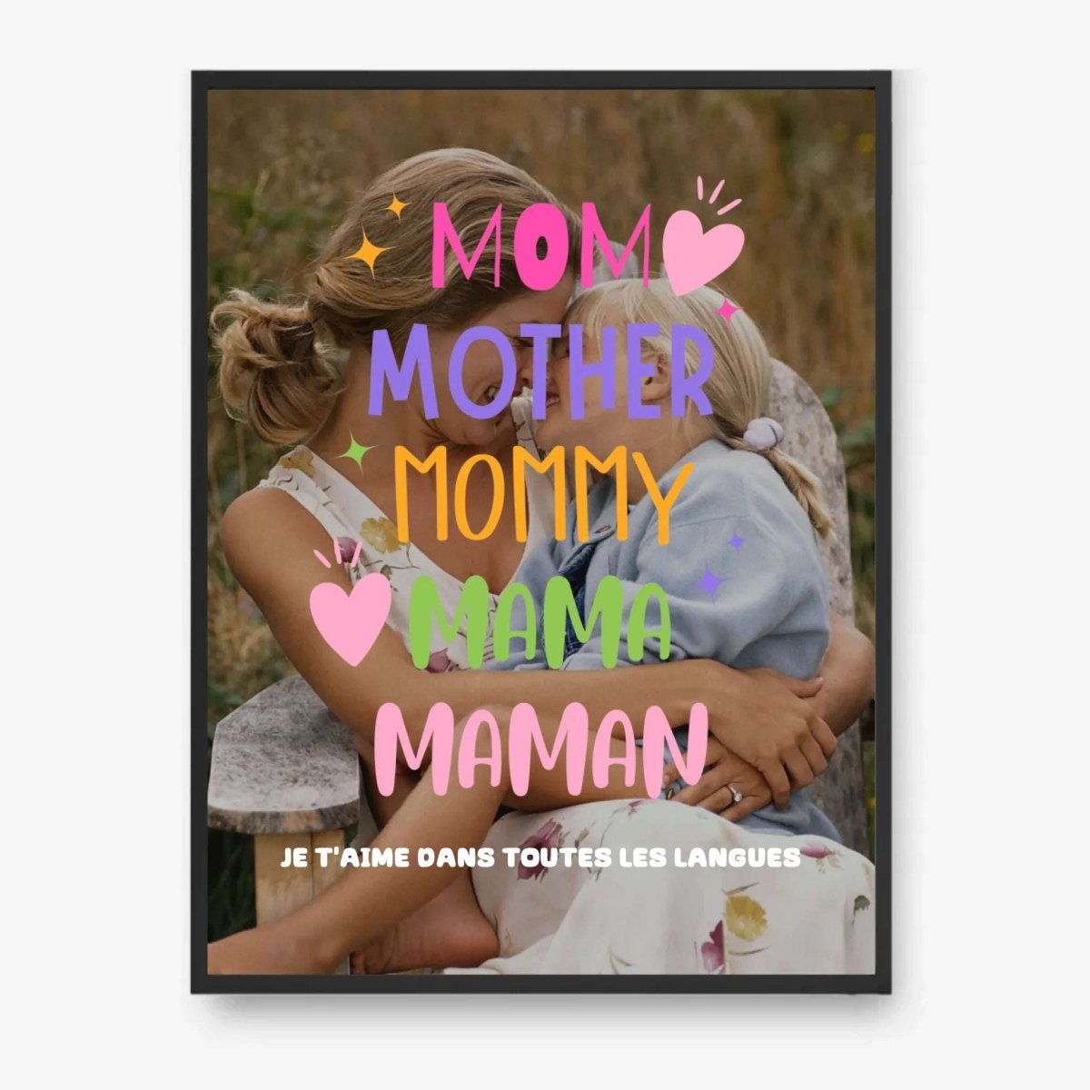 Cadre Photo Personnalisé "Maman" multilingue – Cadeau Émotionnel Unique pour Mère - Clair de Lune Studio