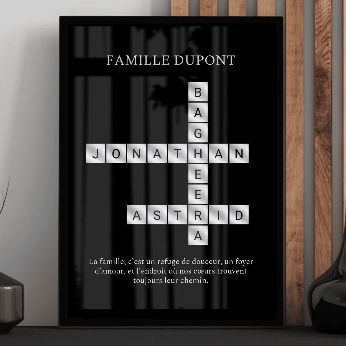 Cadre Scrabble Argenté Personnalisé - Clair de Lune Studio