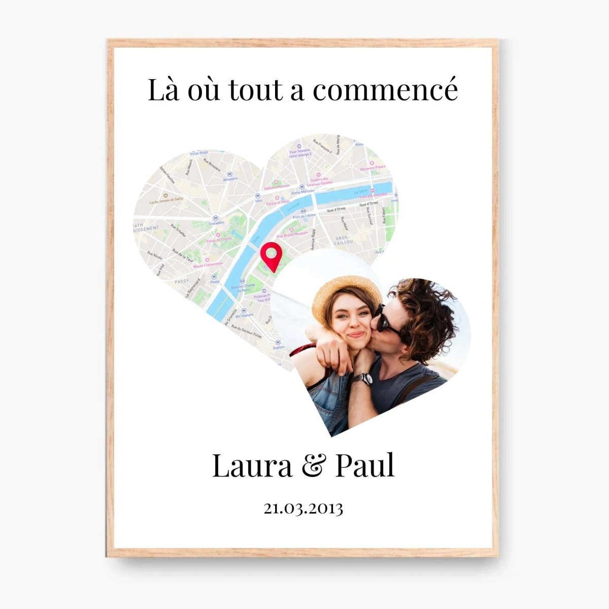 Carte GPS Photo Là où tout a commencé - Affiche Personnalisée - Clair de Lune Studio