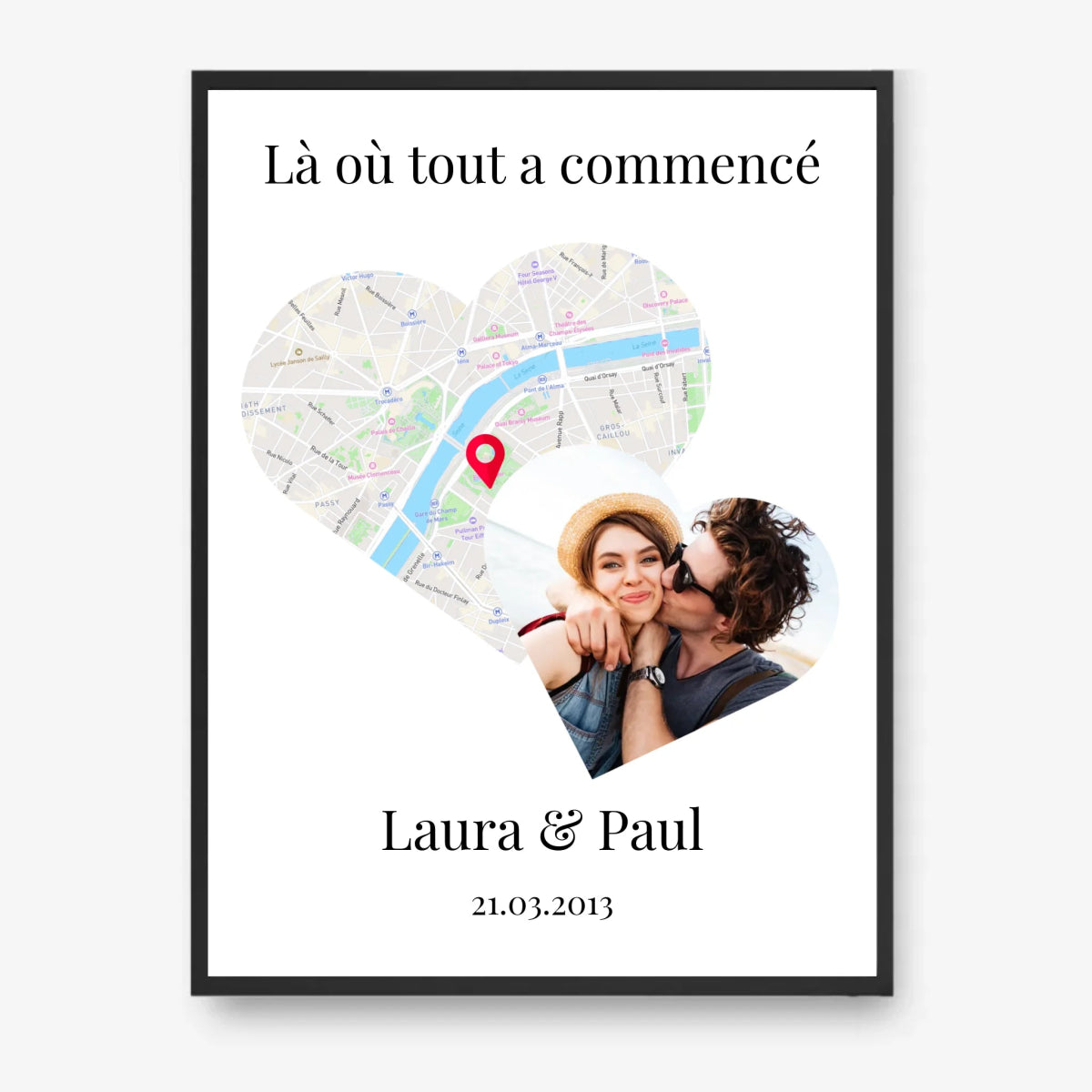 Carte GPS Photo Là où tout a commencé - Affiche Personnalisée - Clair de Lune Studio
