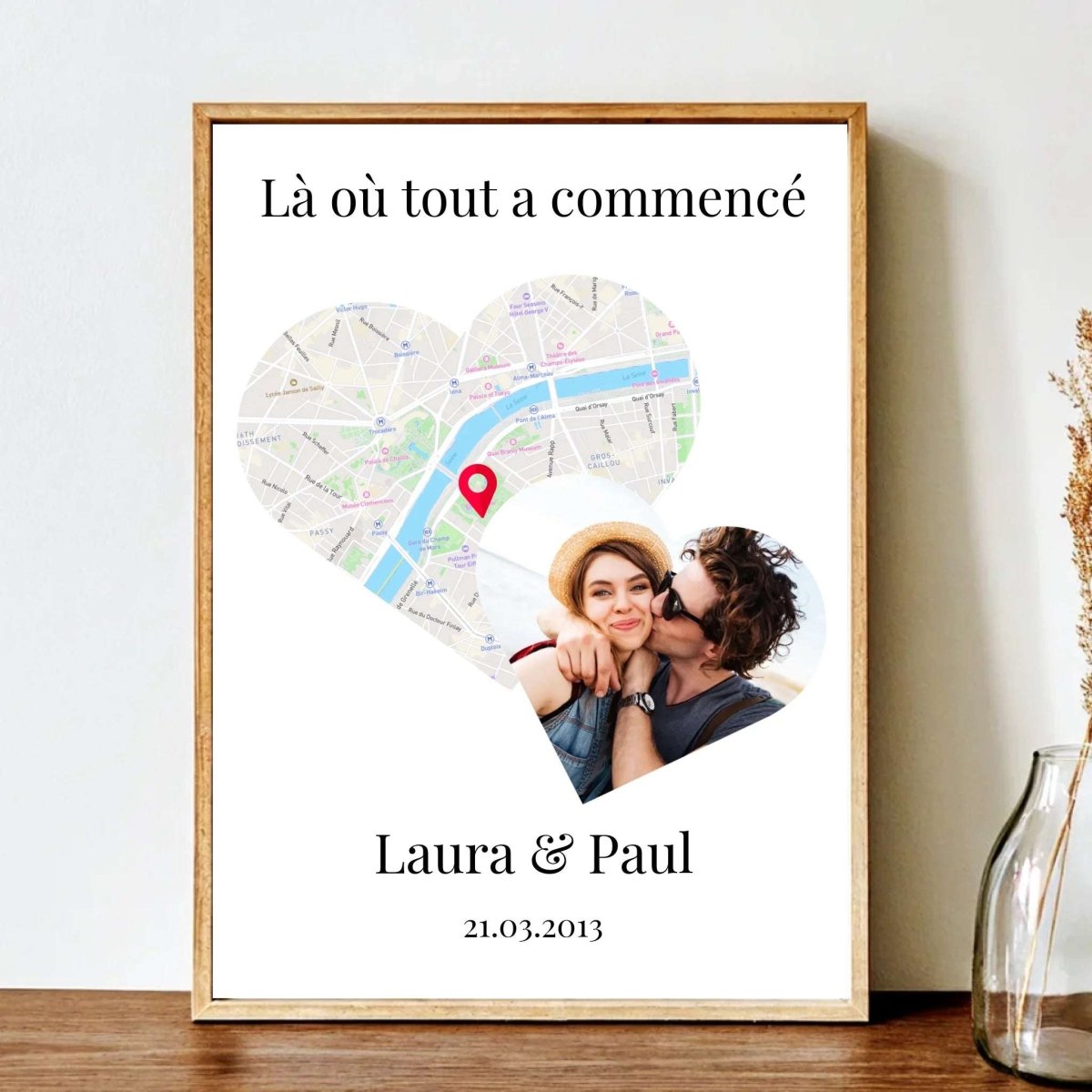 Carte GPS Photo Là où tout a commencé - Affiche Personnalisée - Clair de Lune Studio