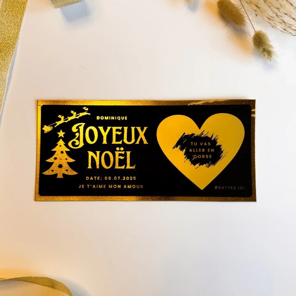 Ticket Joyeux Noël, Père Noël et Sapin à Gratter - Clair de Lune Studio