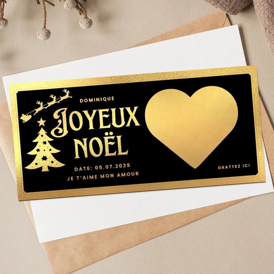 Ticket Joyeux Noël, Père Noël et Sapin à Gratter - Clair de Lune Studio